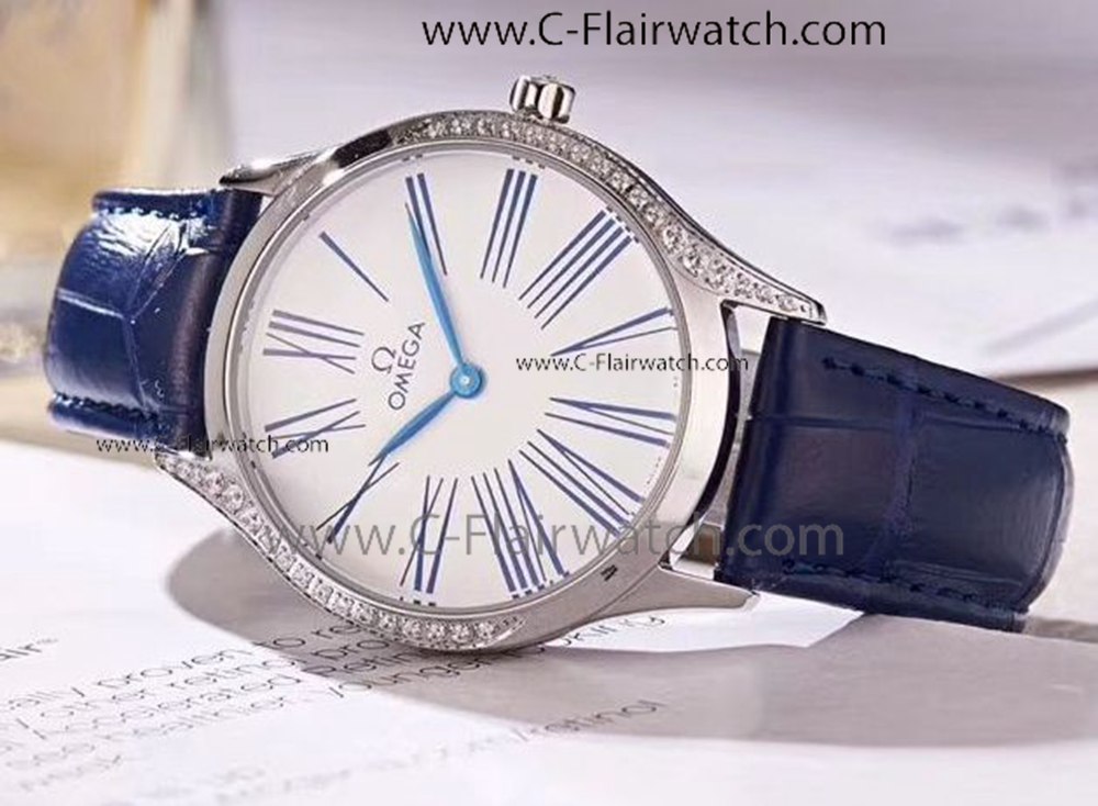 Copy De Ville Tresor Omega Watch White Face Blue Bracelet Copy De Ville Tresor Omega Watch White Face Blue Bracelet